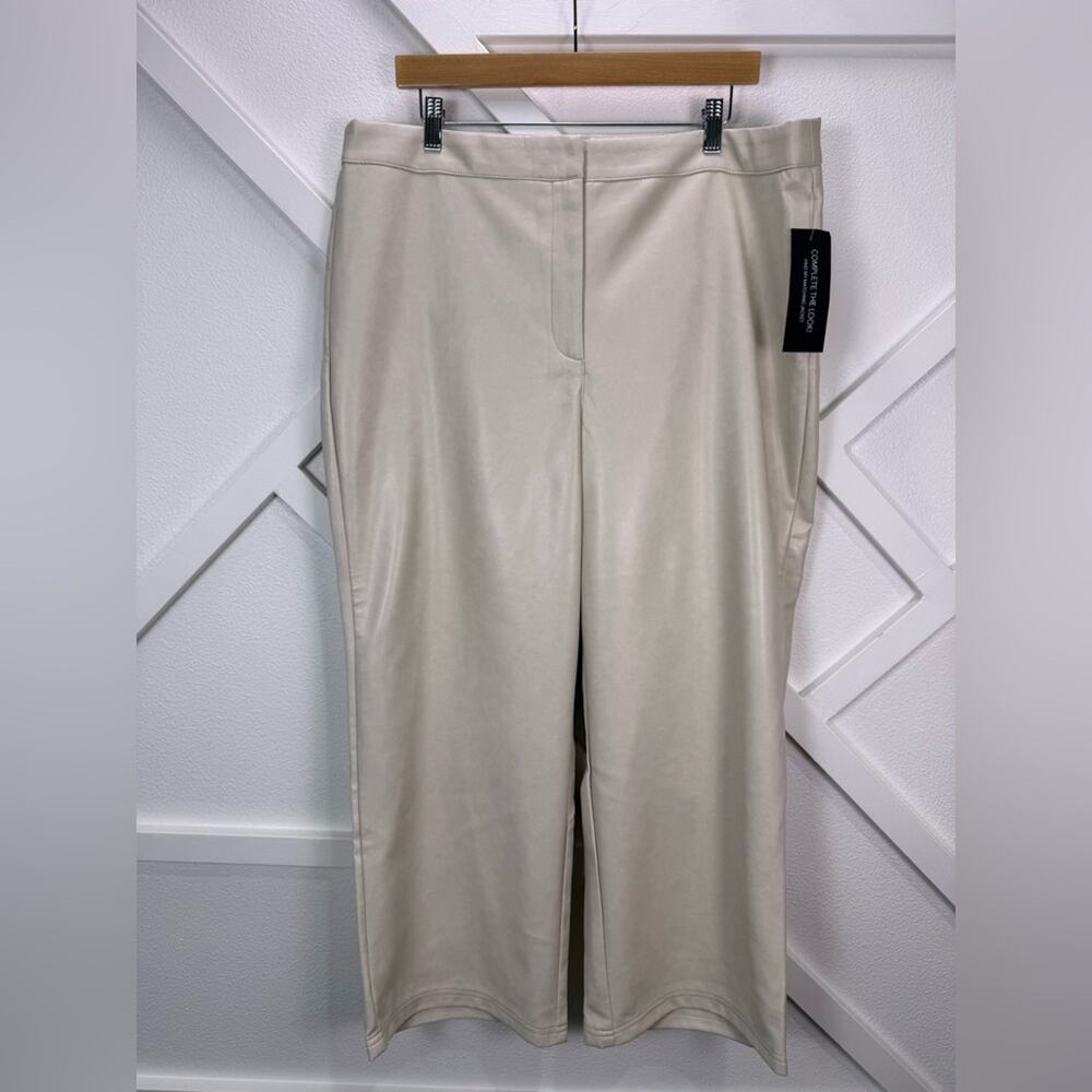 NWT Bagatelle Collection Cropped Wide Leg Faux Leather Pants Beige Size XL